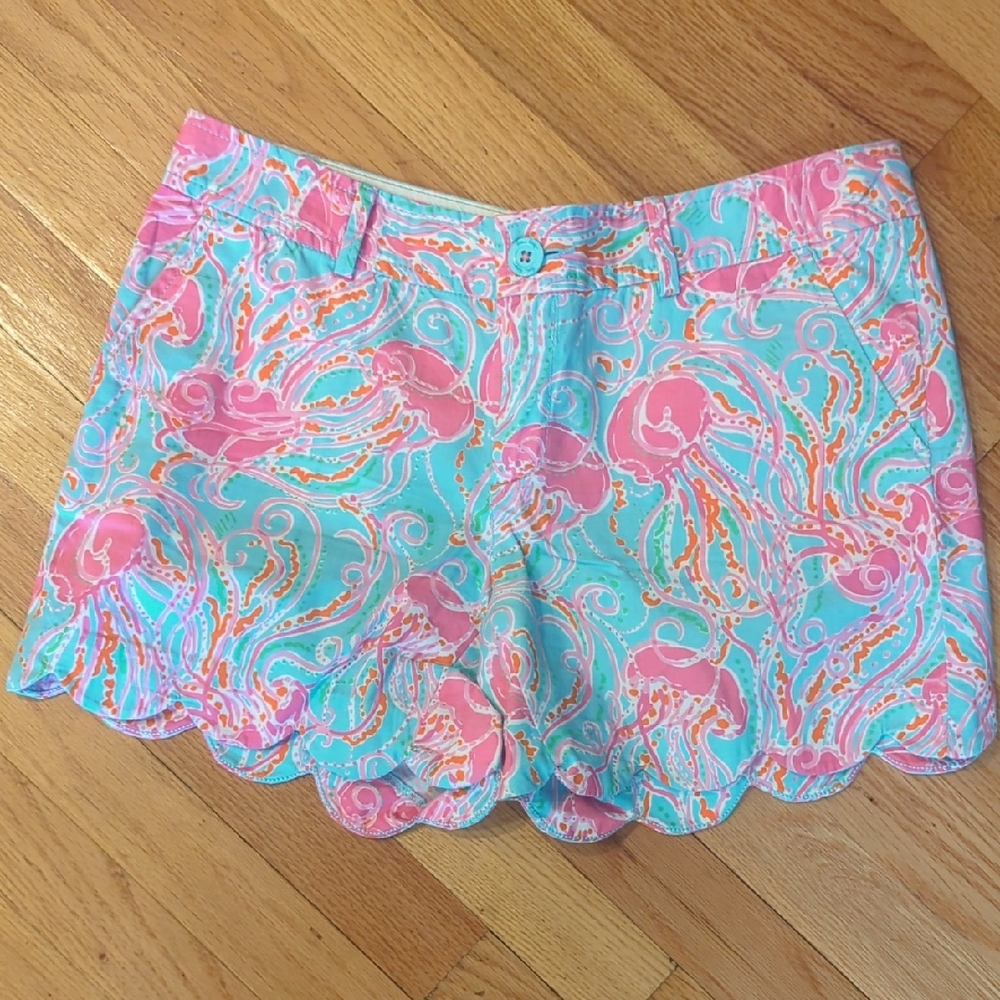 Lilly Pulitzer Pink and Blue Scalloped Shorts